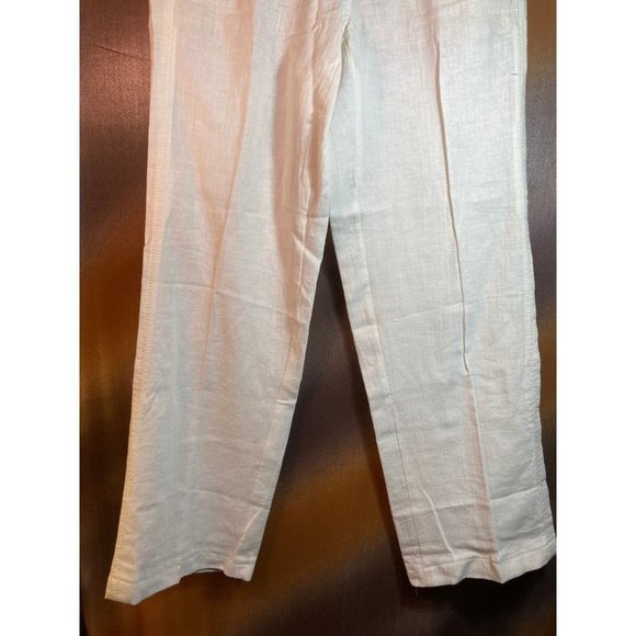 PILCRO & the Letterpress Straight Leg Linen Crop Pants Mid Rise White Size 8 - Picture 2 of 5